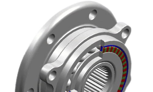 Ausschnitt eines Multipol-Encoder von Freudenberg Sealing Technologies vor weißem Untergrund 